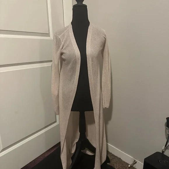 White House Black Market Long Ribbed Duster Cardigan - Picture 2 of 5
